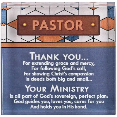 Tabletop Glass Plaque Pastor+