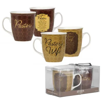 Pastor and Pastor's Wife Stoneware Mug Set 16oz+