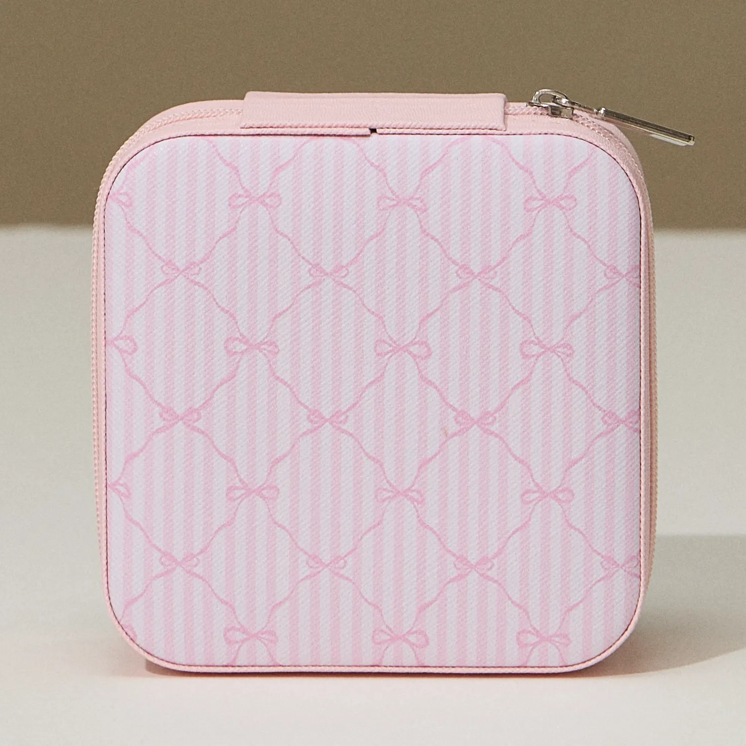 Pink Bow Pattern Square Jewerly Box+