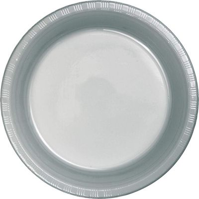 Shimmering Silver 7&quot; Plastic Dessert Plates 20ct AMZ+