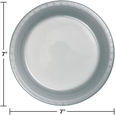 Shimmering Silver 7" Plastic Dessert Plates 20ct AMZ+