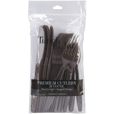 Chocolate Brown Assorted Cutlery 24ct AMZ+