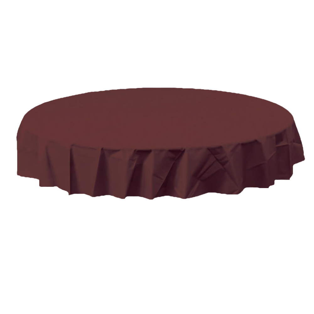 Chocolate Brown 82&quot; Octy Round Plastic Tablecover AMZ+