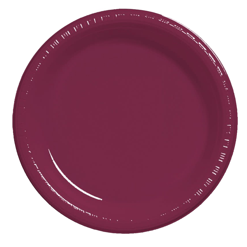 Burgundy 7&quot; Plastic Dessert Plates 20ct AMZ+