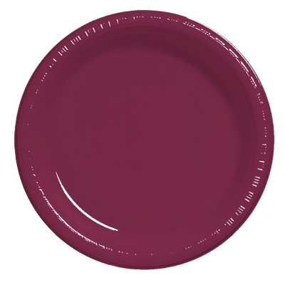 Burgundy 7&quot; Plastic Dessert Plates 20ct AMZ+