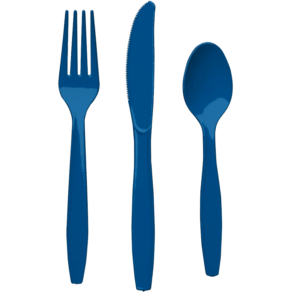 Navy Blue Assorted Cutlery 24ct+