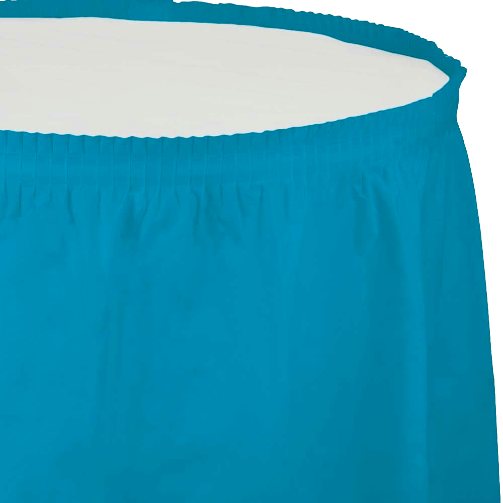 Turquoise 14&#39; Plastic Table Skirt+