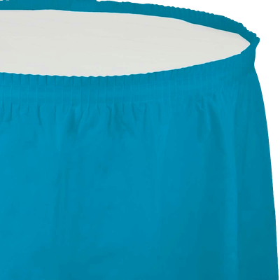 Turquoise 14&#39; Plastic Table Skirt+