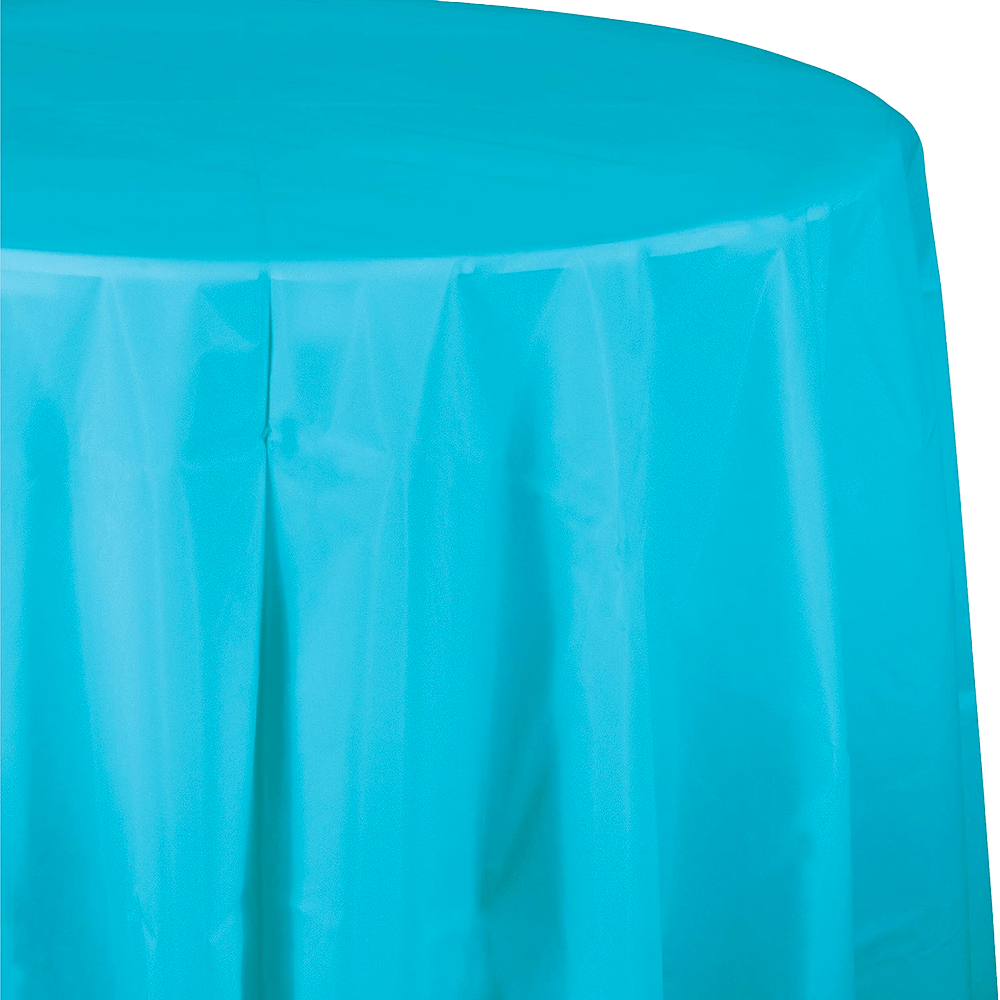 Bermuda Blue 82&quot; Octy Round Plastic Tablecover+