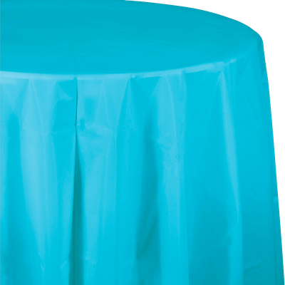 Bermuda Blue 82&quot; Octy Round Plastic Tablecover+