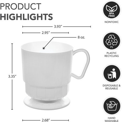 White 8oz Plastic Coffee Cups 10ct+