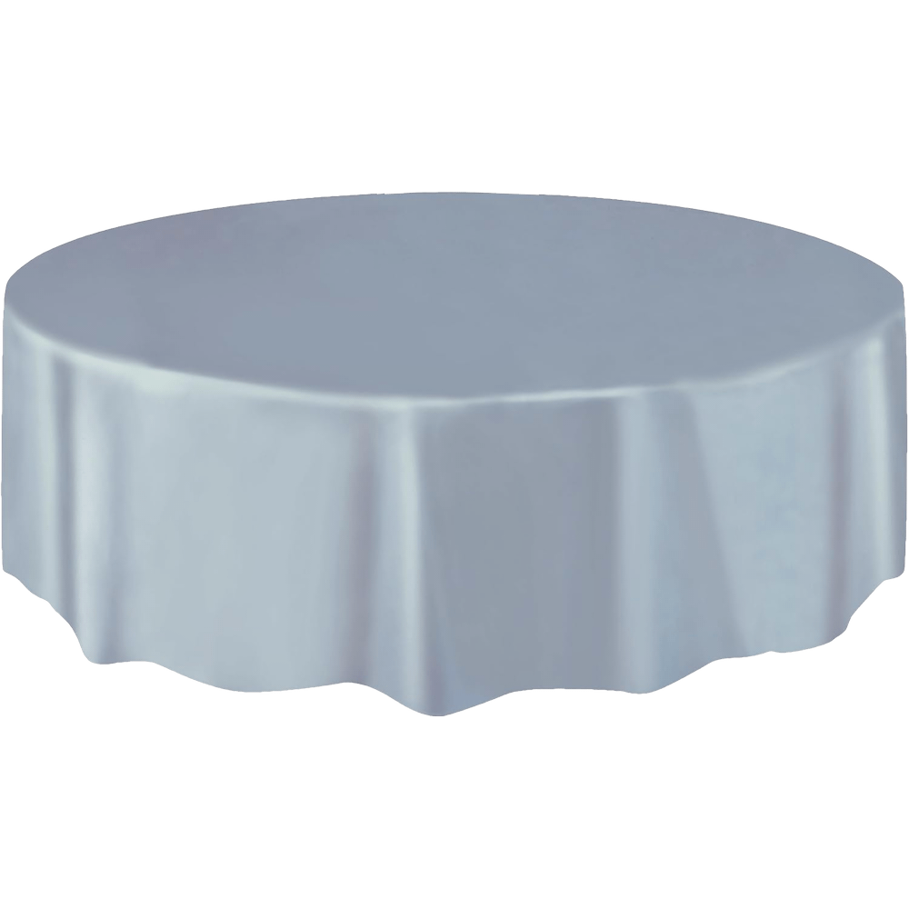 Silver Round Tablecover 84&quot;+