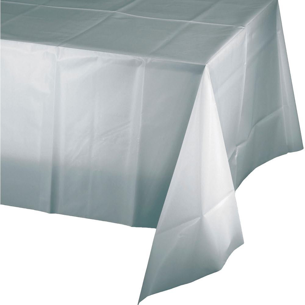 Shimmering Silver 54x108&quot; Plastic Tablecover+