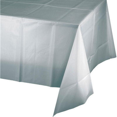 Shimmering Silver 54x108&quot; Plastic Tablecover+