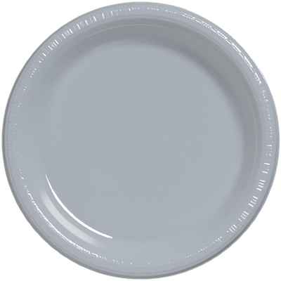 Shimmering Silver 10&quot; Plastic Banquet Plates 20ct AMZ+