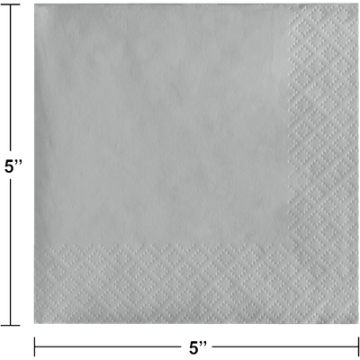 Shimmering Silver 3ply Beverage Napkin 50ct AMZ+