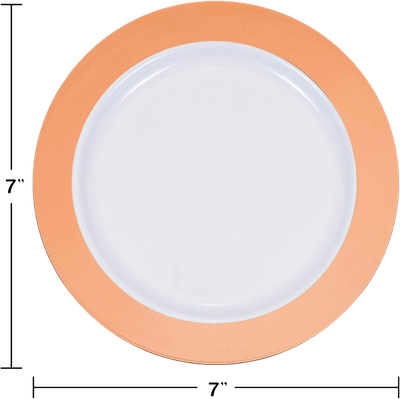 Sensations 7” Rose Gold Rim Plastic Plates 10ct AMZ+