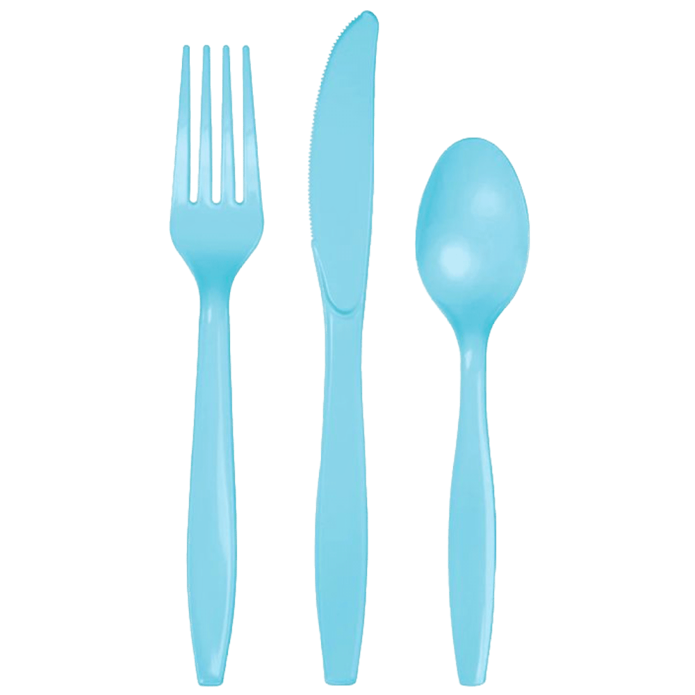 Pastel Blue Assorted Cutlery 24ct AMZ+