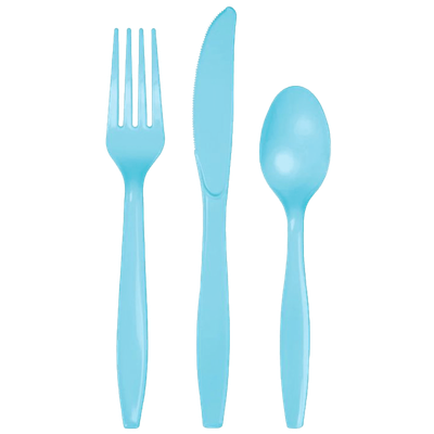 Pastel Blue Assorted Cutlery 24ct AMZ+
