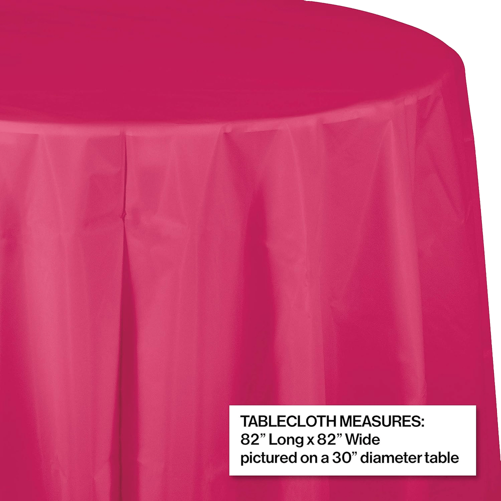 Hot Magenta 82&quot; Octy Round Plastic Tablecover+