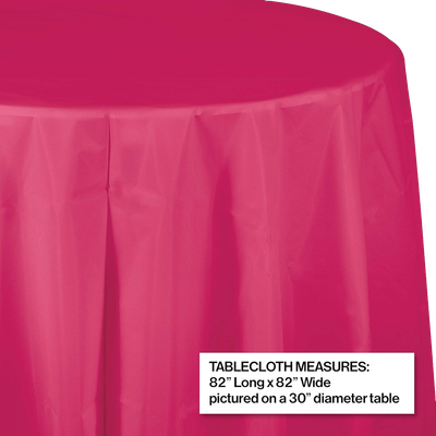 Hot Magenta 82&quot; Octy Round Plastic Tablecover+