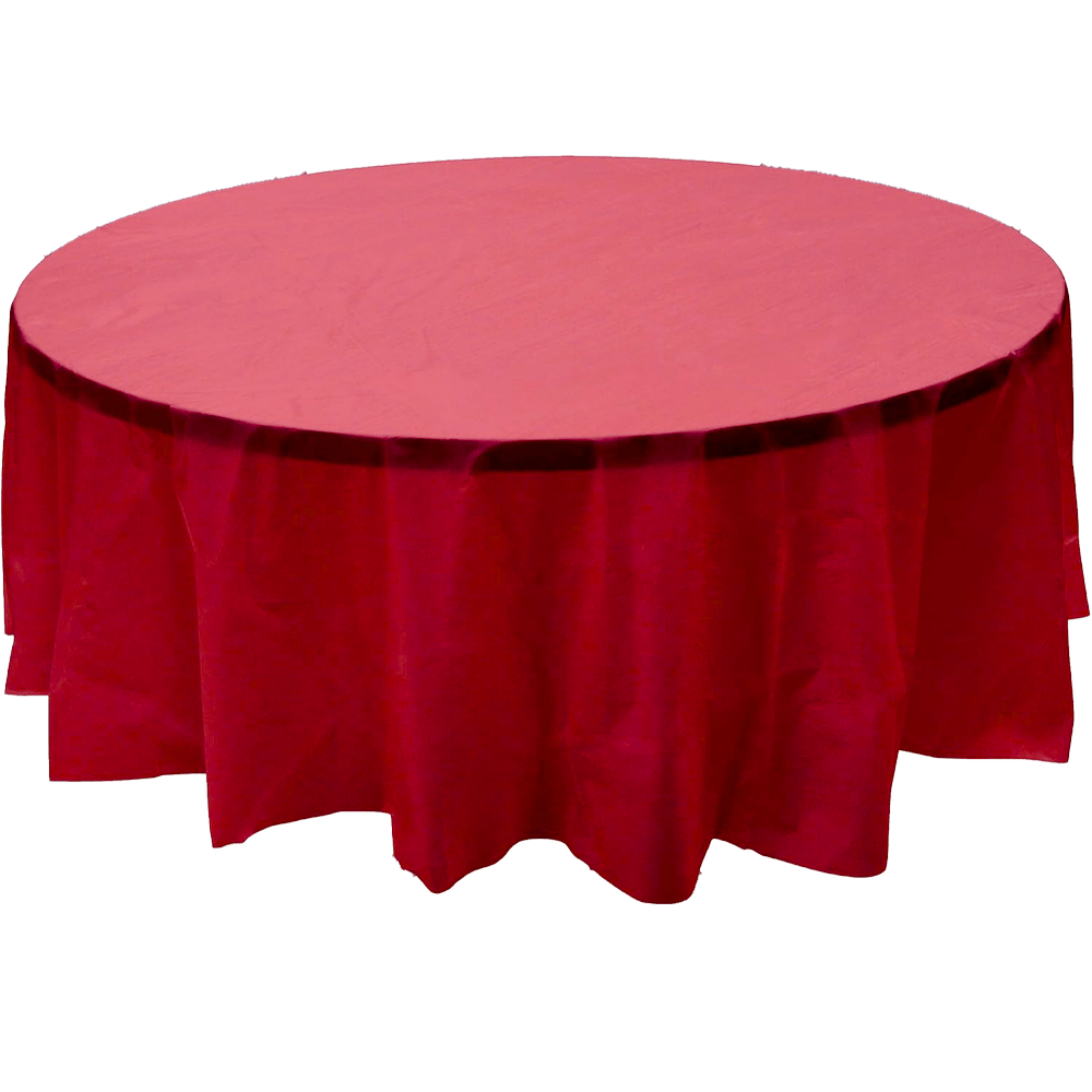 Burgundy 84&quot; Round Plastic Tablecover+