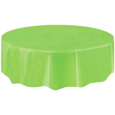 Lime Green 84&quot; Round Plastic Tablecloth+
