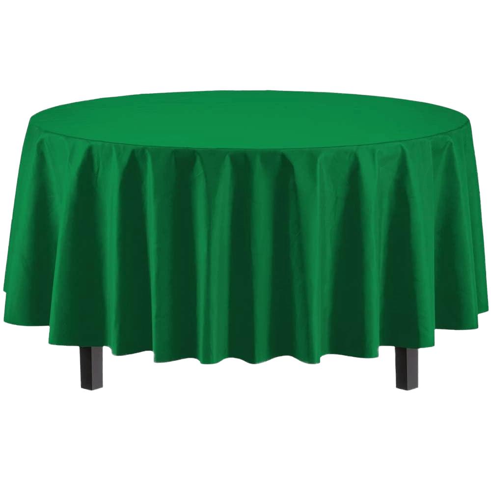 Emerald Green 84&quot; Round Plastic Tablecover+