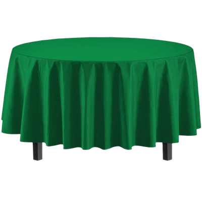 Emerald Green 84&quot; Round Plastic Tablecover+