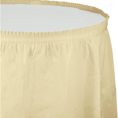 Ivory 14&#39; Plastic Table Skirt+