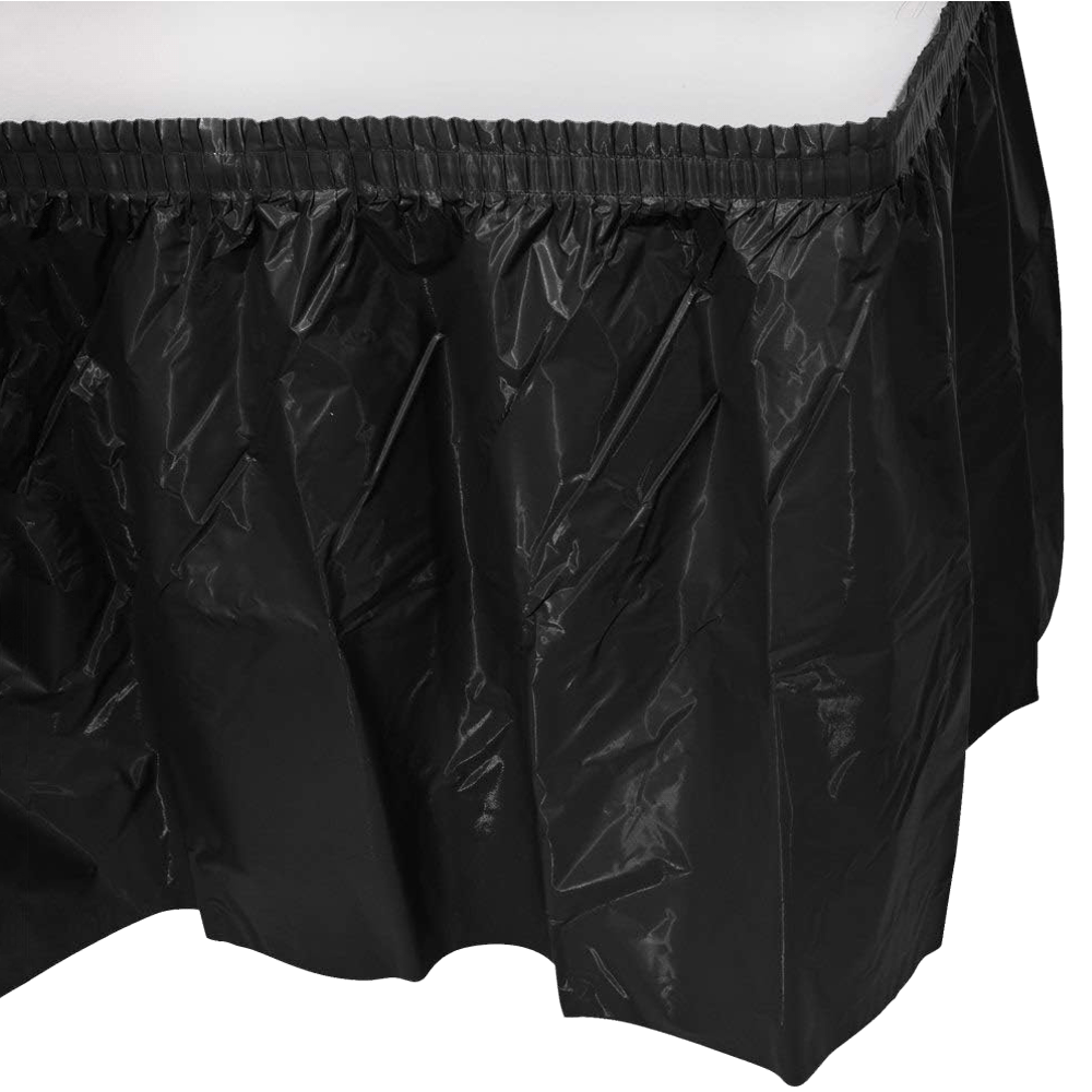 Black Velvet 14&#39; Plastic Table Skirt+