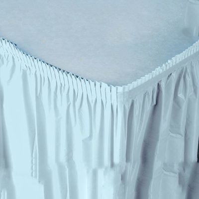 Pastel Blue 14&#39; Plastic Table Skirt+