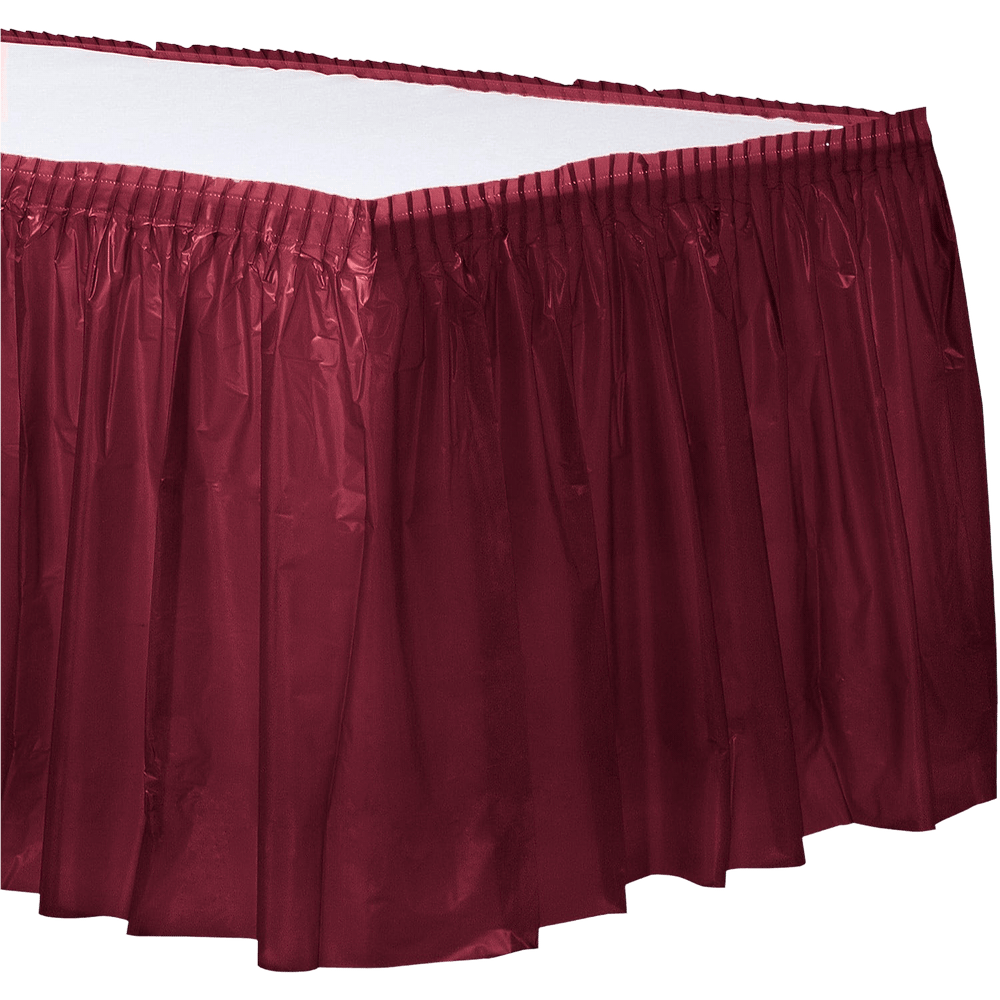 Burgundy 29&quot; Rectangle Table Skirt+