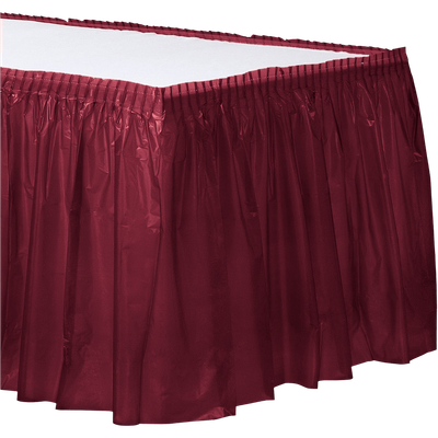 Burgundy 29&quot; Rectangle Table Skirt+
