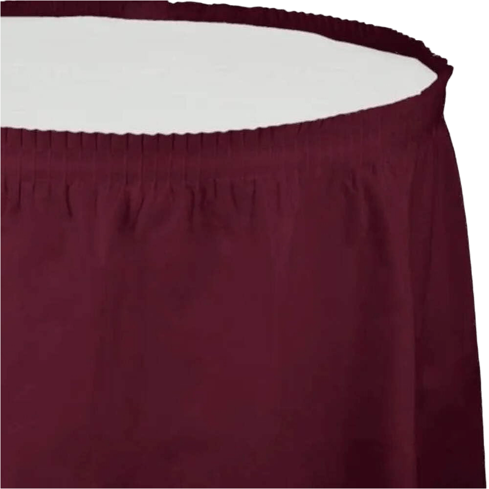 Burgundy 14&#39; Plastic Table Skirt+