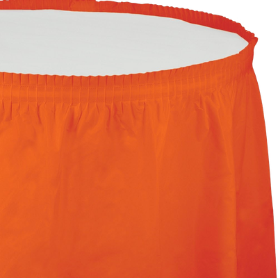 Sunkissed Orange 14' Plastic Table Skirt AMZ+