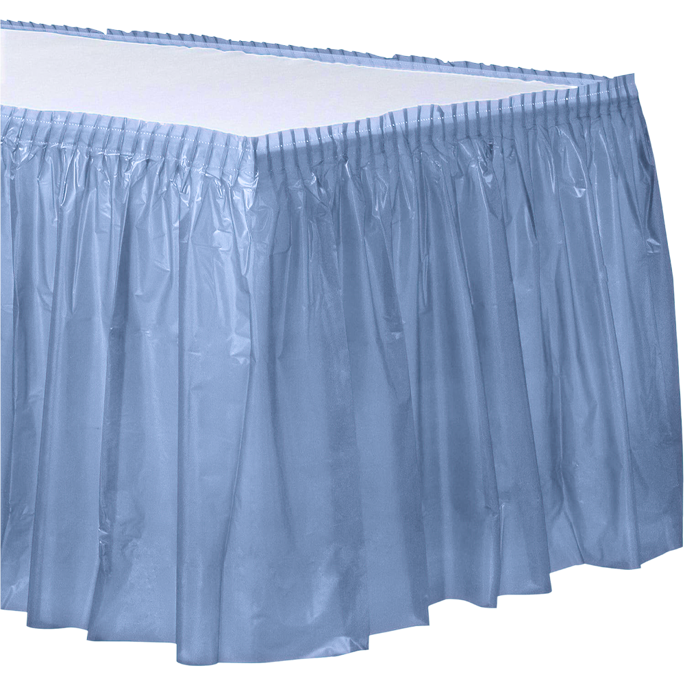 Caribbean Blue 14&#39; Plastic Table Skirt+