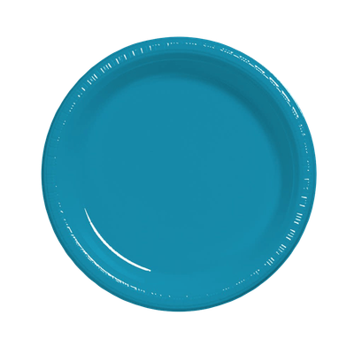 Turquoise 10.25&quot; Plastic Banquet Plates 20ct AMZ+