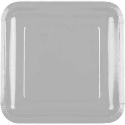 Shimmering Silver 9" Square Paper Plates 18ct+