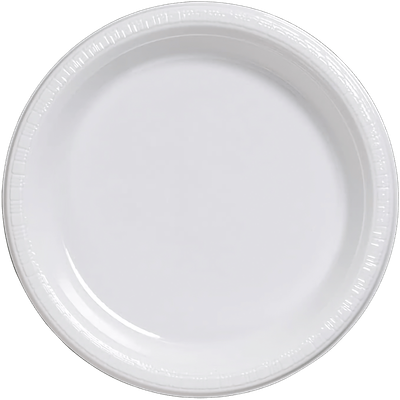 White 10&quot; Plastic Banquet Plates 20ct AMZ+