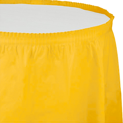 Sunflower Yellow 14' Plastic Table Skirt+