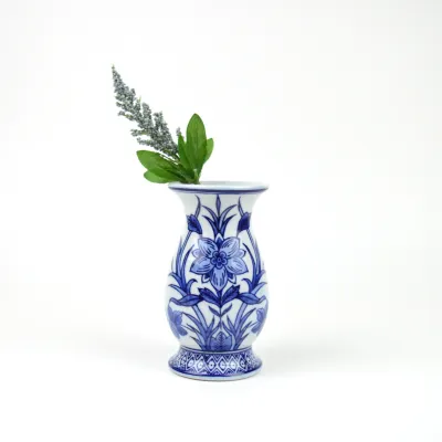 Blue Chinoiserie Bud Vase+