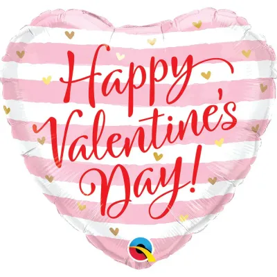 18” Striped Happy Valentines Day Mylar+