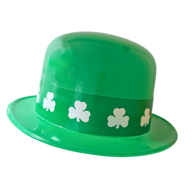 Green Plastic Derby Hat with Shamrock Band AMZ+