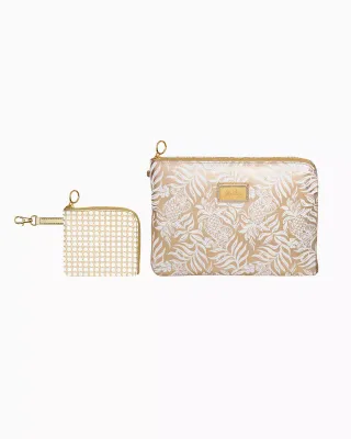 Lilly Pulitzer tech Pouch Set, Gold Metallic Bon Viants+