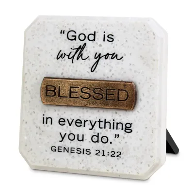 Tabletop Copper Plaque Blessed 3.75H"+