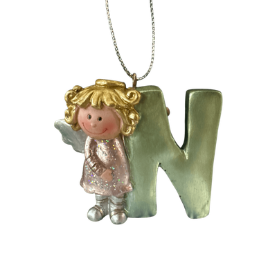 Letter N (green) Christmas Ornament+
