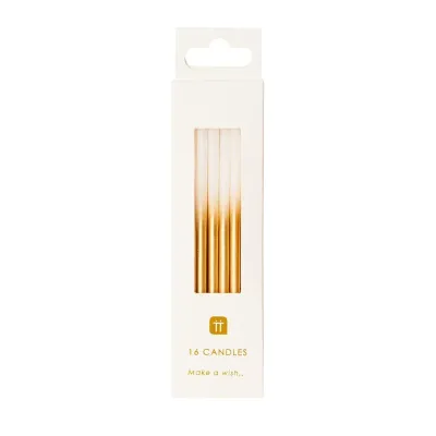 White &amp; Gold Birthday Candles+
