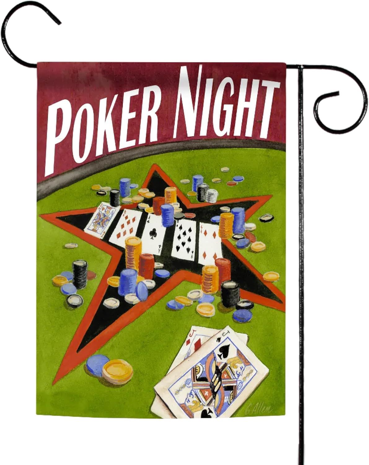 Poker Night Garden Flag+