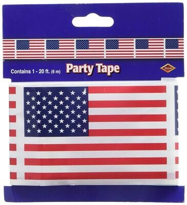 American Flag Plastic Party Tape 20ft+